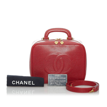 Chanel Red Caviar Leather CC Vanity Case Chanel