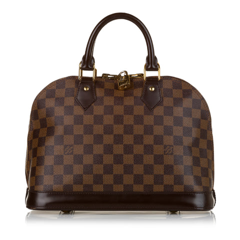 LOUIS VUITTON Alma BB Damier Ebene Satchel Crossbody Bag Brown