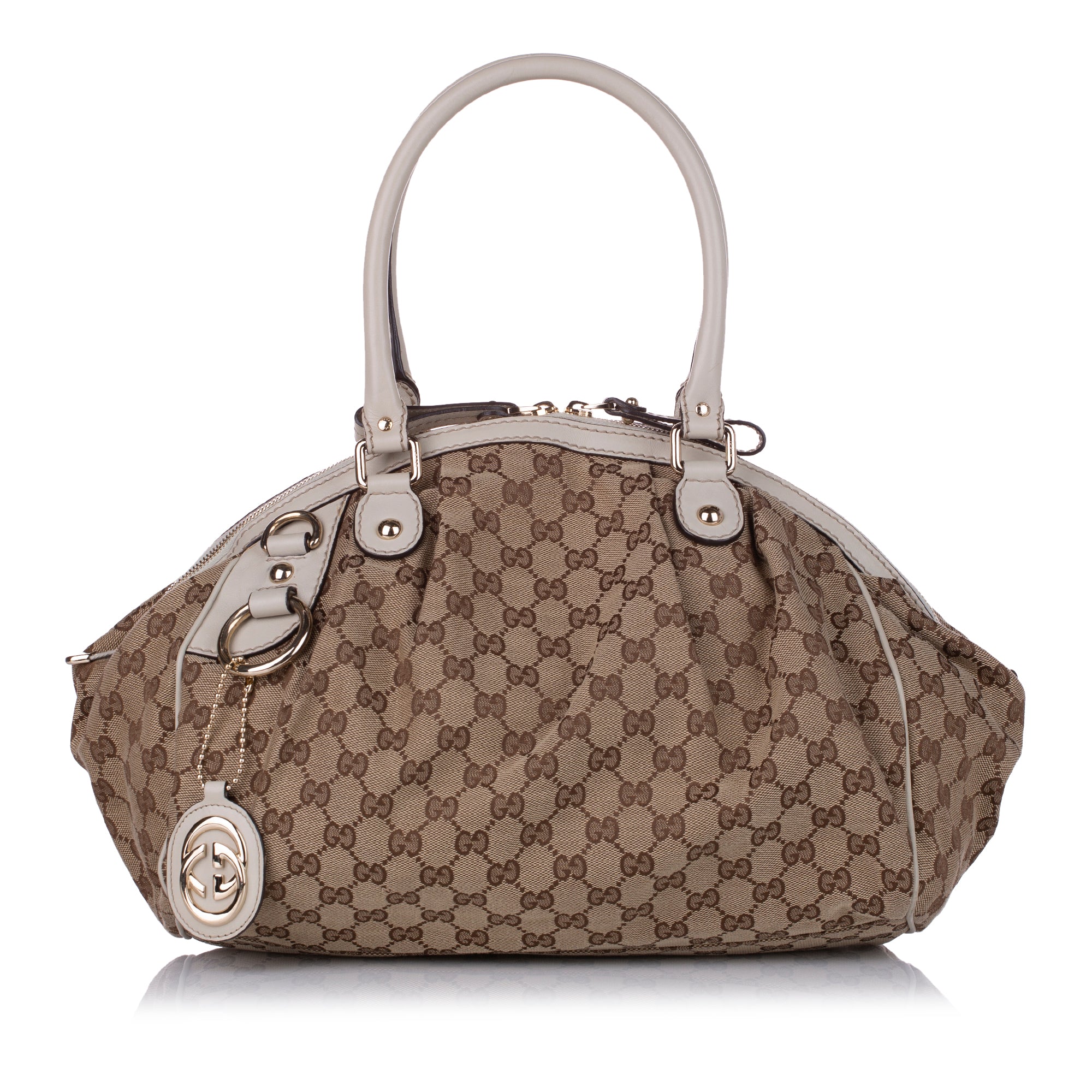 Gucci Monogram Medium Sukey Boston Bag Dark Brown