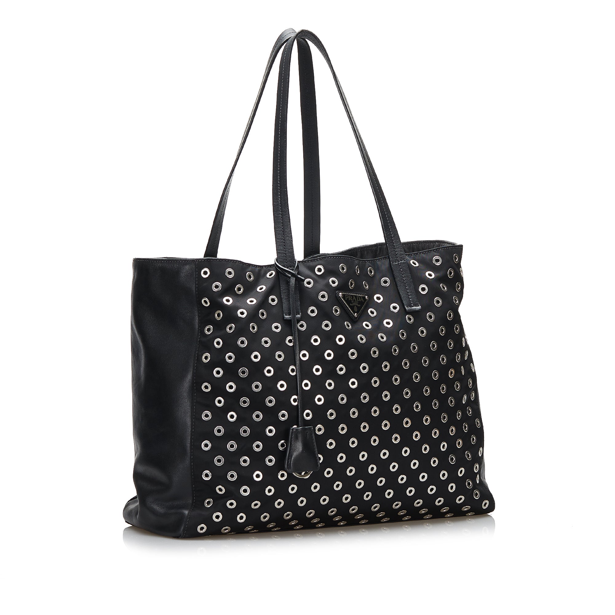 Black Prada Grommet Tessuto Tote – Designer Revival