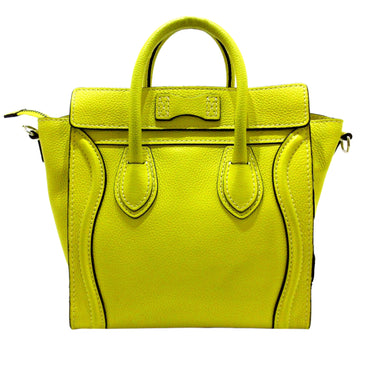 CELINE Shoulder Bag yellow leather Handbag Luggage nano from japan