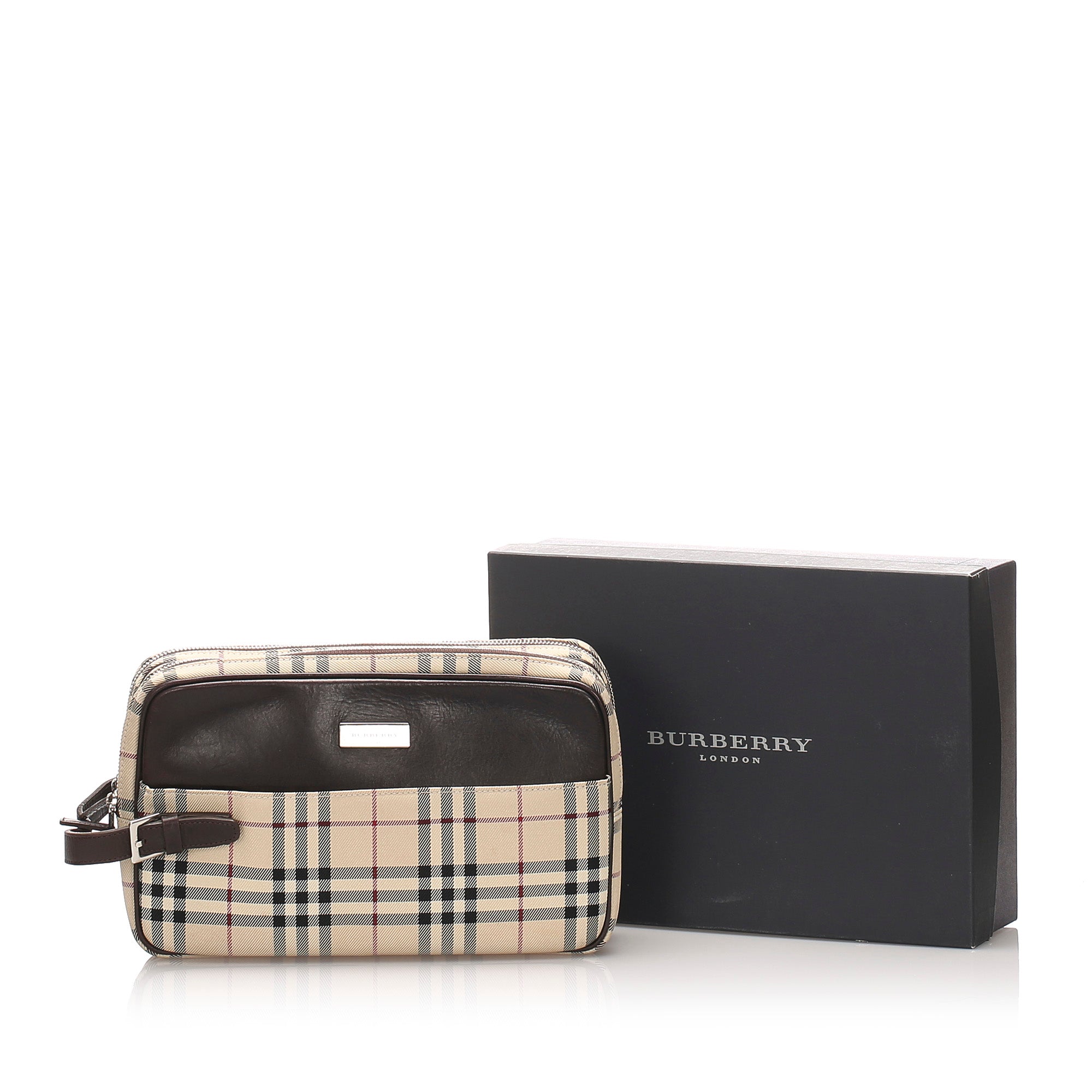 burberry house check and leather clutch bag