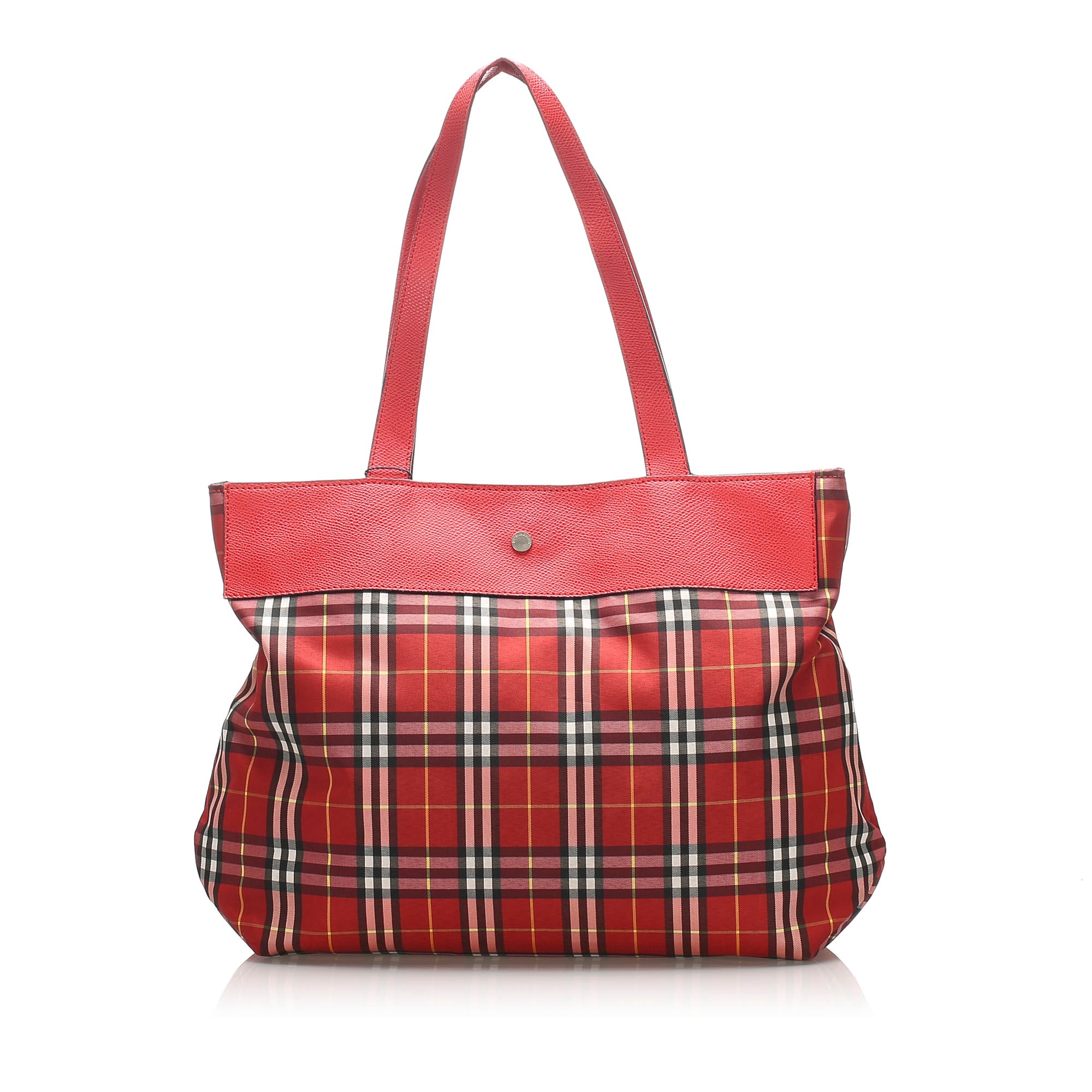 red burberry tote