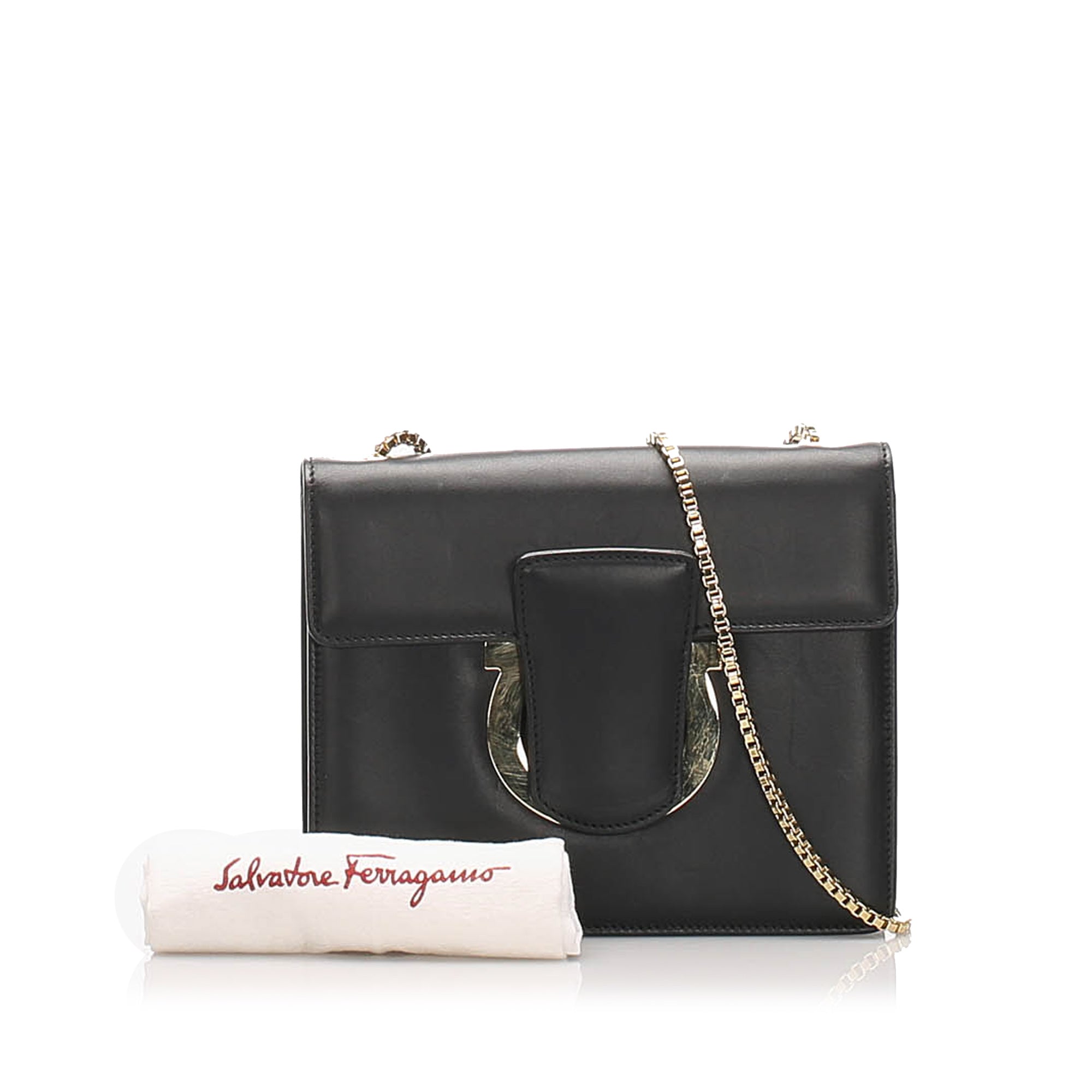 Black Ferragamo Thalia Leather 