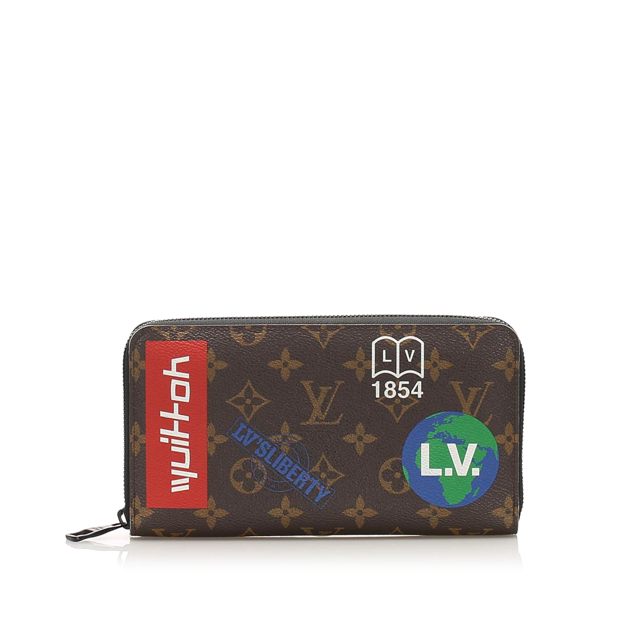 Louis Vuitton Leather Long Wallet Logo Long Wallets