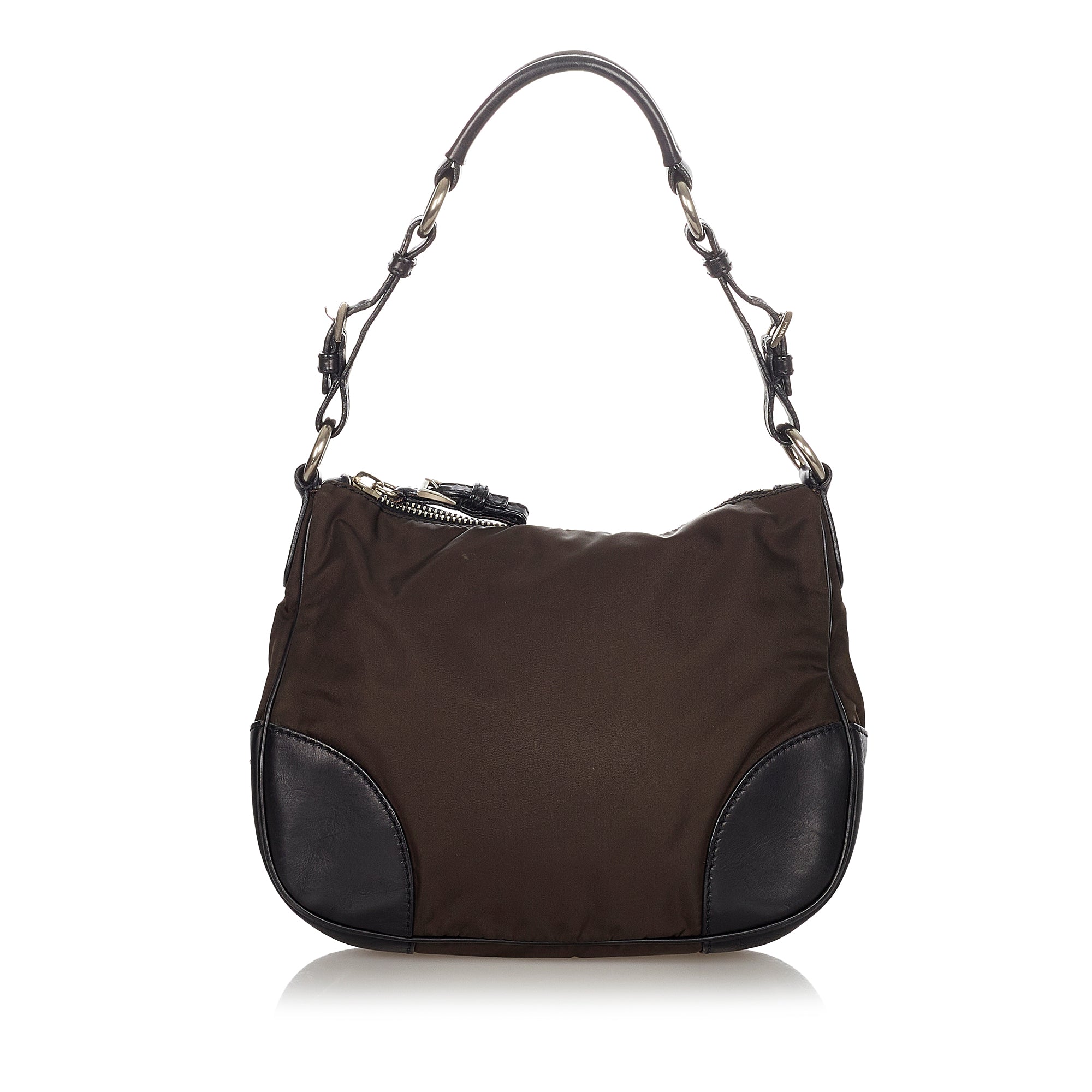 Brown Prada Saffiano-Trimmed Tessuto Satchel