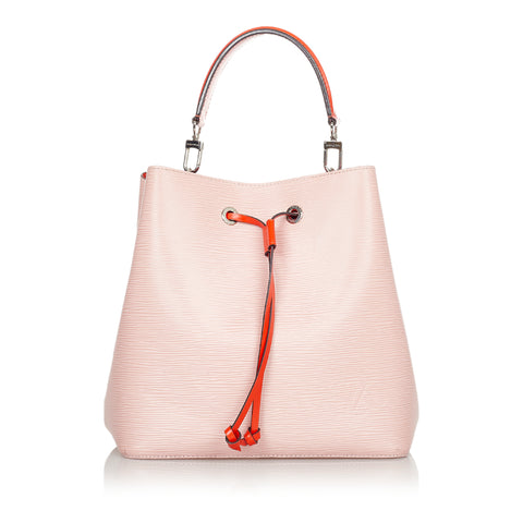 Louis Vuitton womens Damiere NoeNoe bucket bag with red Straps.