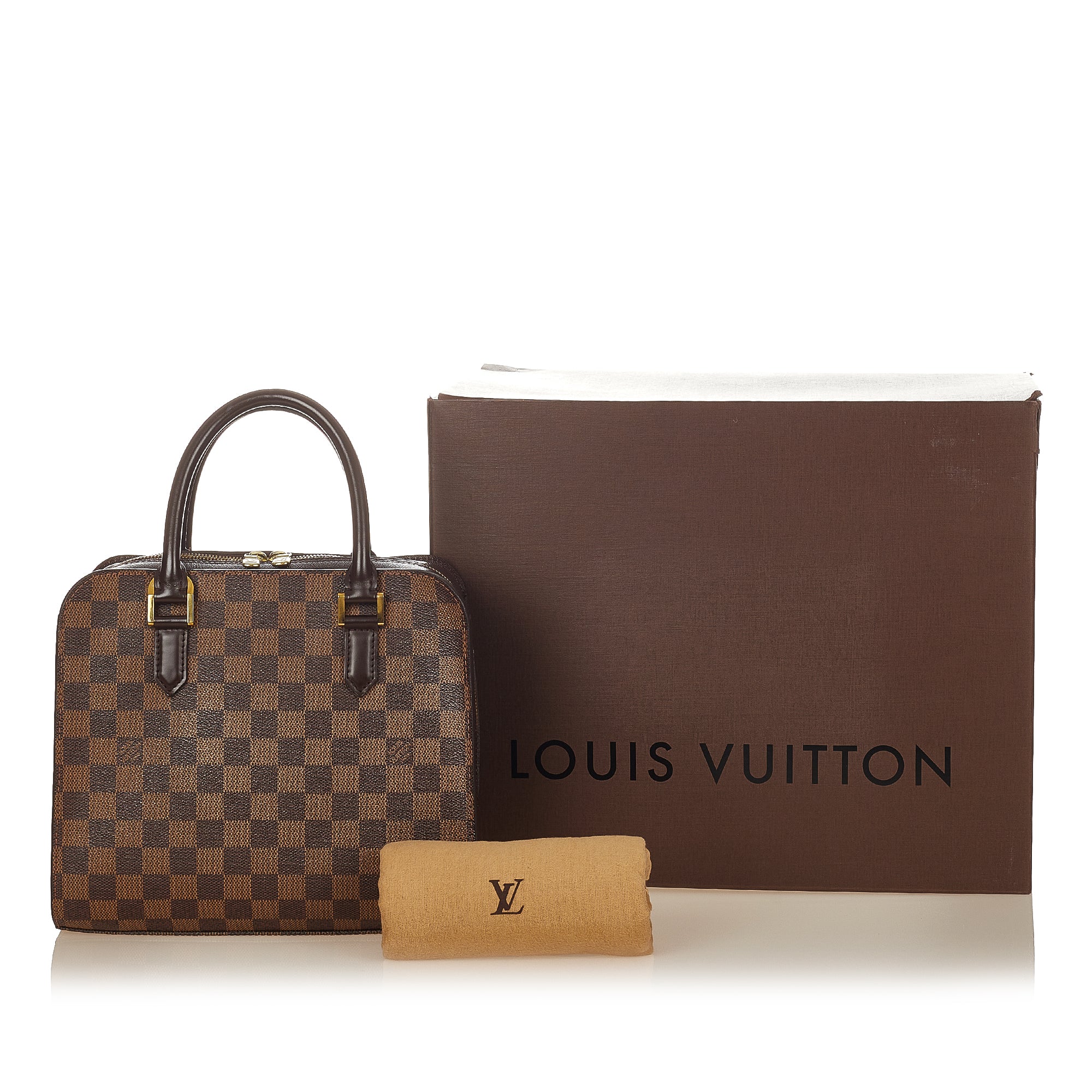 LOUIS VUITTON Triana Damier Ebene Shoulder Bag Brown