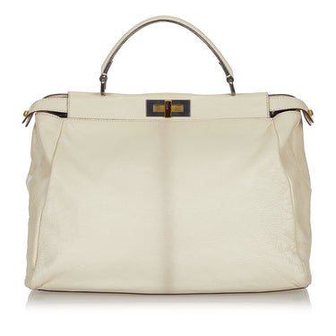 White Fendi Large Peekaboo Leather Satchel – Designer Revival