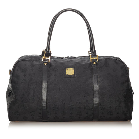 MCM /white Cubic Monogram Canvas Weekender Duffel Bag in Black | Lyst