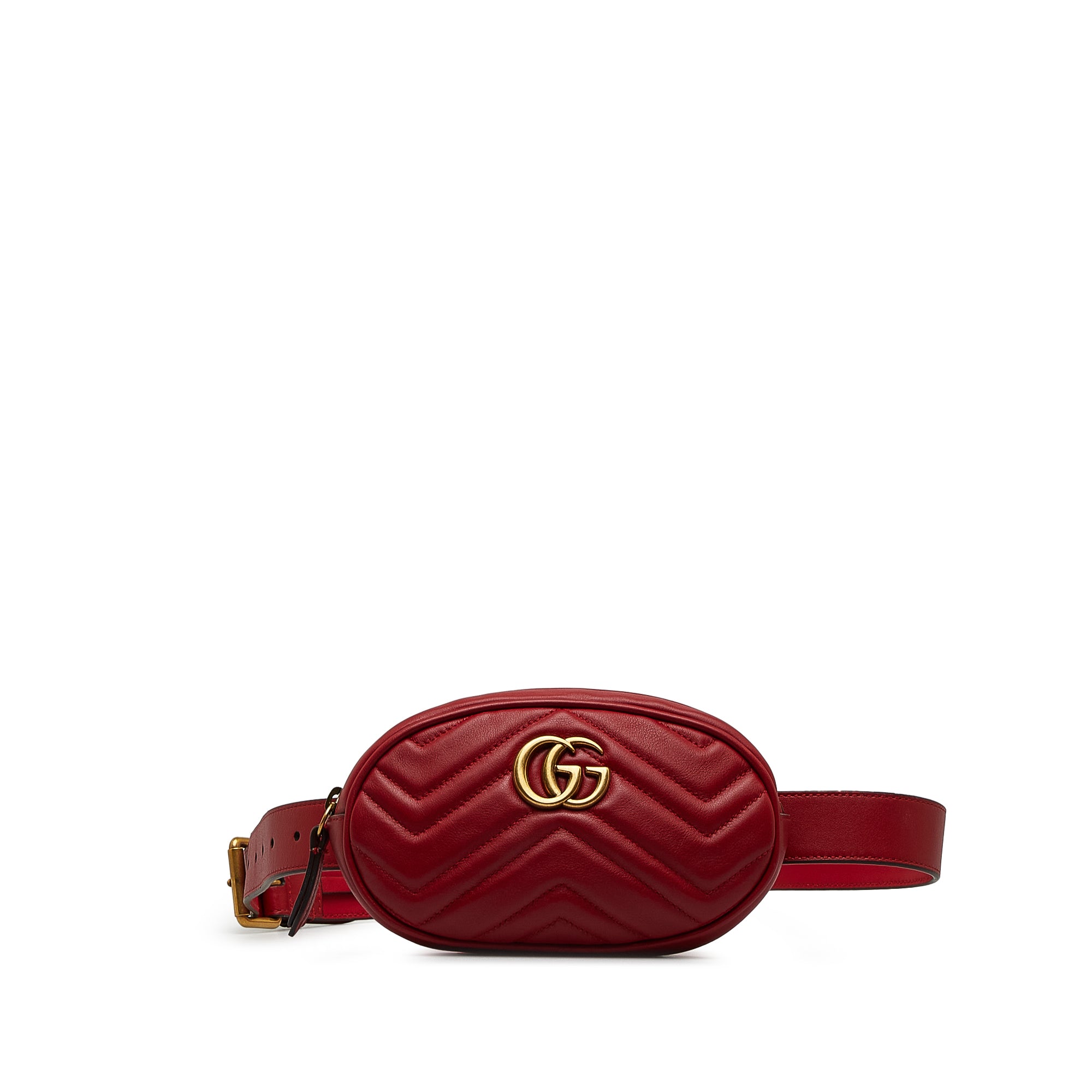 image of Red Gucci GG Marmont Matelasse Belt Bag