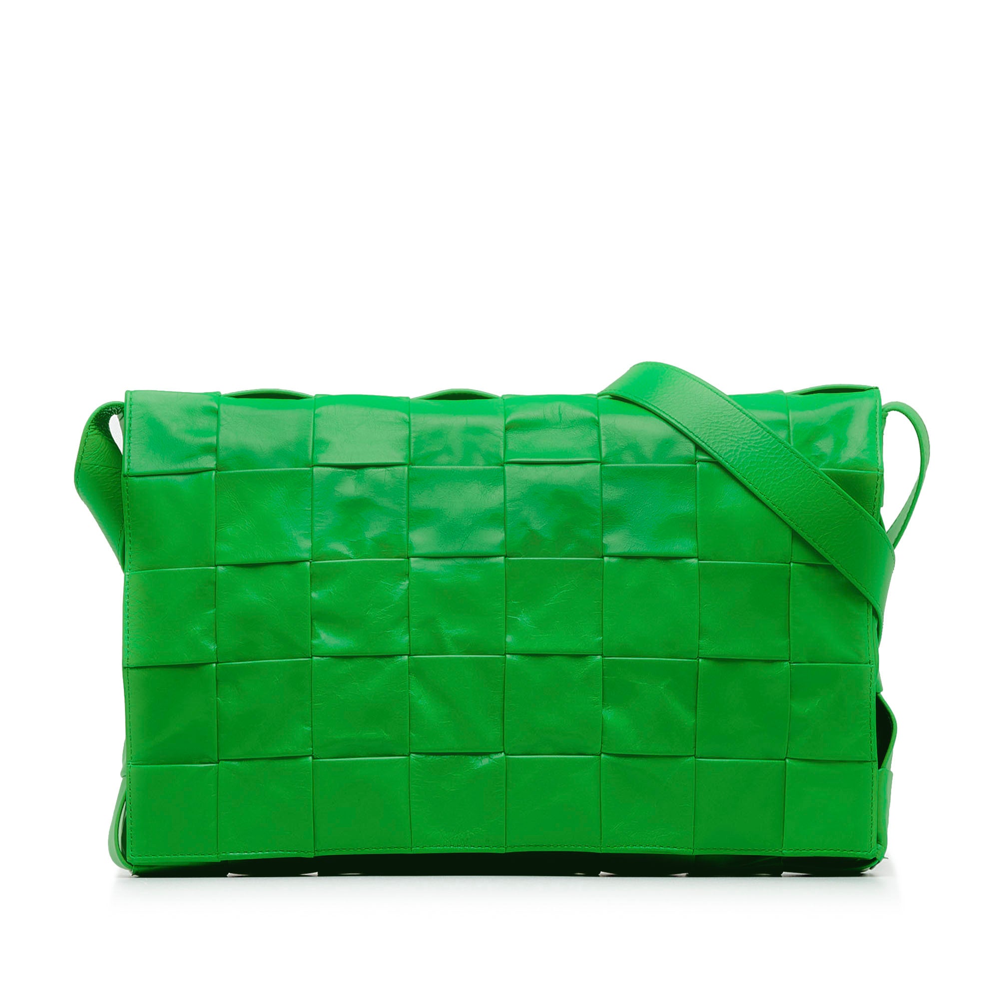 Image of Green Bottega Veneta Maxi Intrecciato Cassette Crossbody Bag