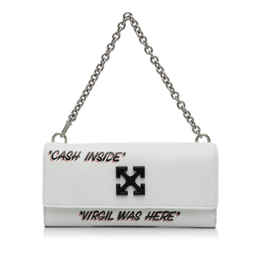 White Off White Jitney Quote Wallet on Chain Baguette – Designer