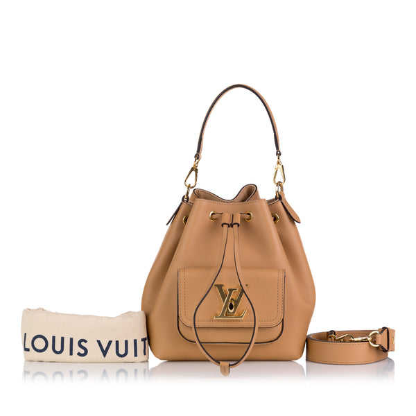 Louis Vuitton Leather Lockme Bucket MM - Black Bucket Bags