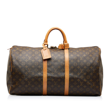 Louis Vuitton Keepall 55 Monogram Canvas Travel Bag Brown