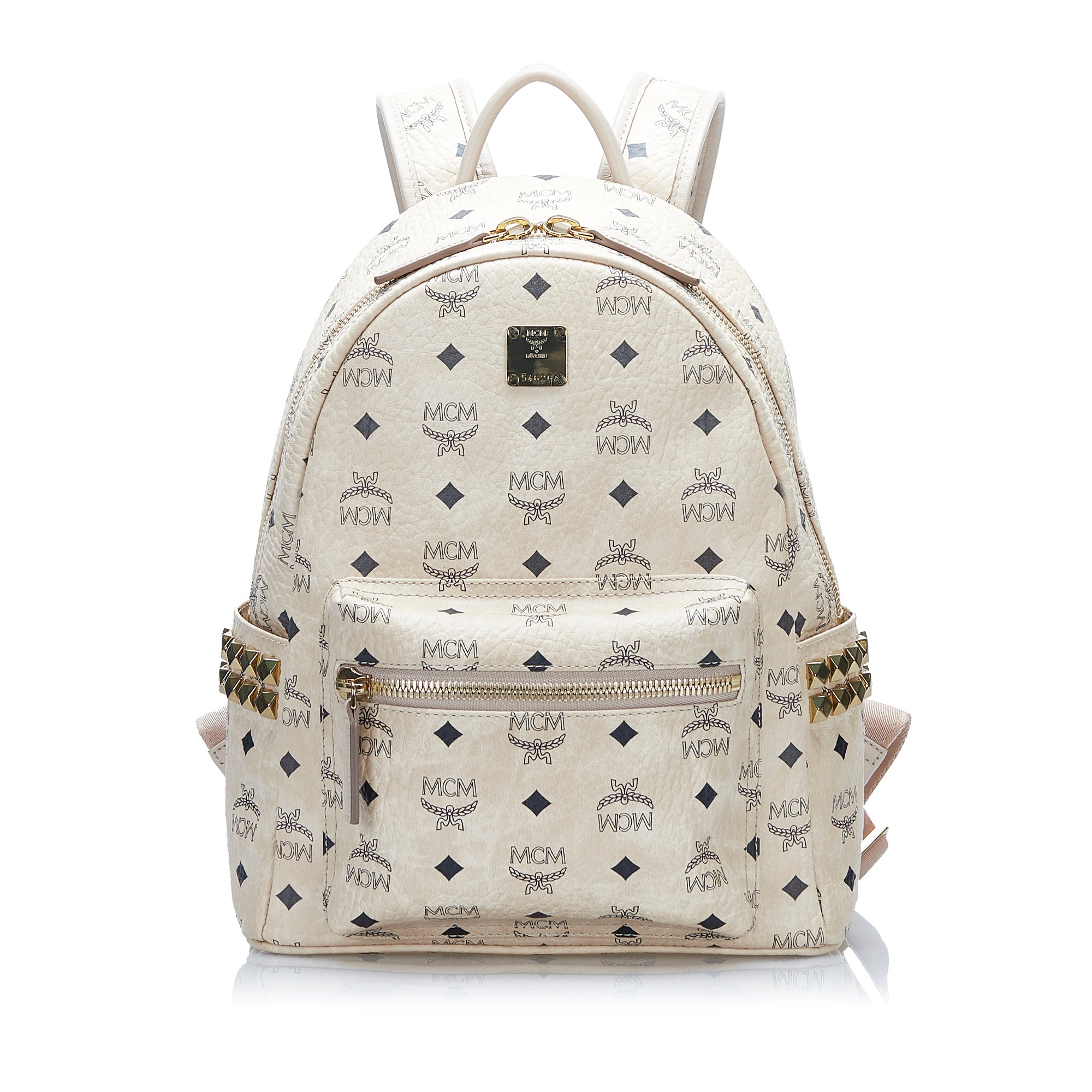 MCM Pink Visetos Coated Canvas and Leather Studs Backpack MCM