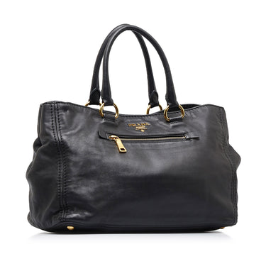 PRADA Vitello 1BA063 Phenix Leather Shoulder Bag Black