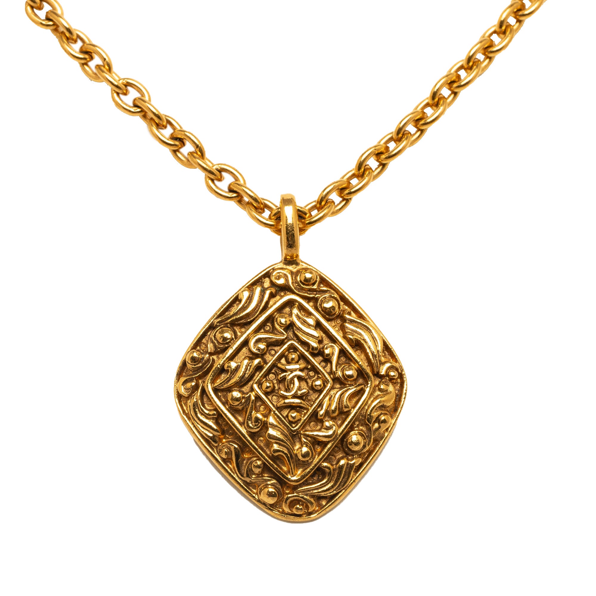 Image of Gold Chanel CC Pendant Necklace