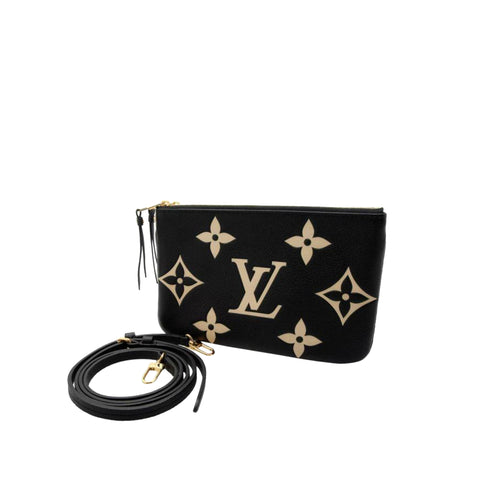 Louis Vuitton Bicolor Monogram Empreinte Leather Double Zip On Strap  Pochette Louis Vuitton