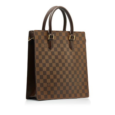 Louis Vuitton Sac Plat Bag Damier Checkerboard Leather XS Black