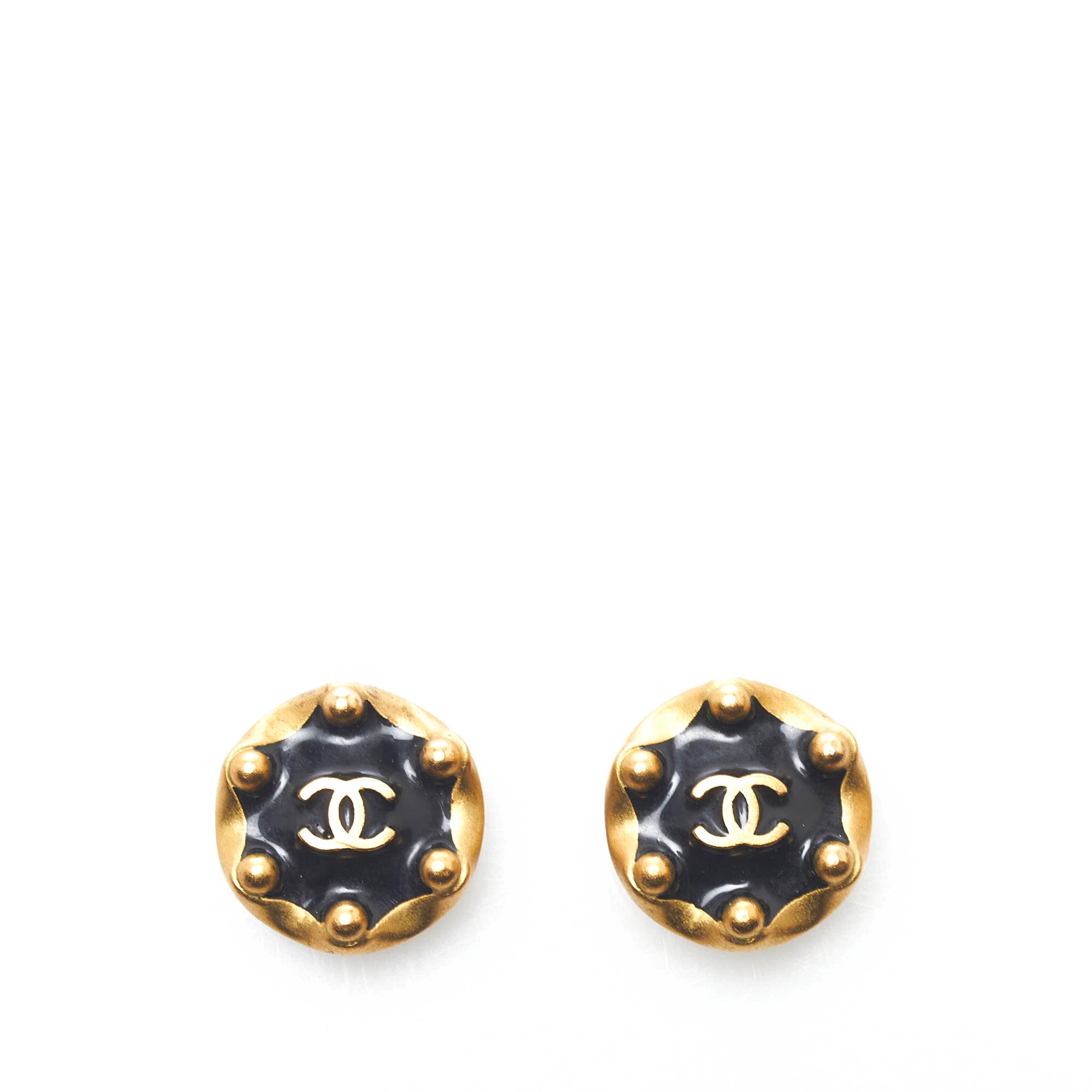 Chanel CC Small Rhinestone Piercing Earrings, Chanel