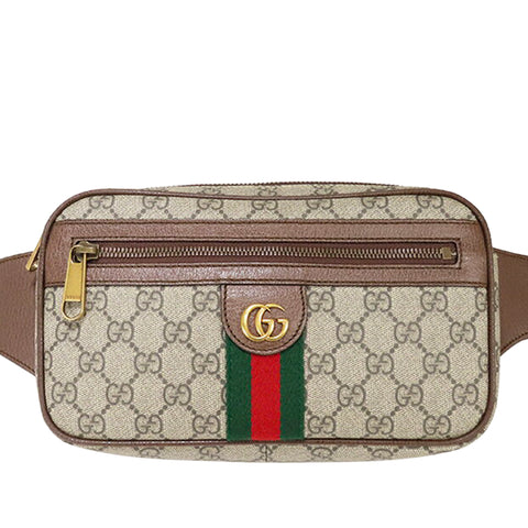 GUCCI Ophidia GG Supreme Canvas Web Belt Bag Brown