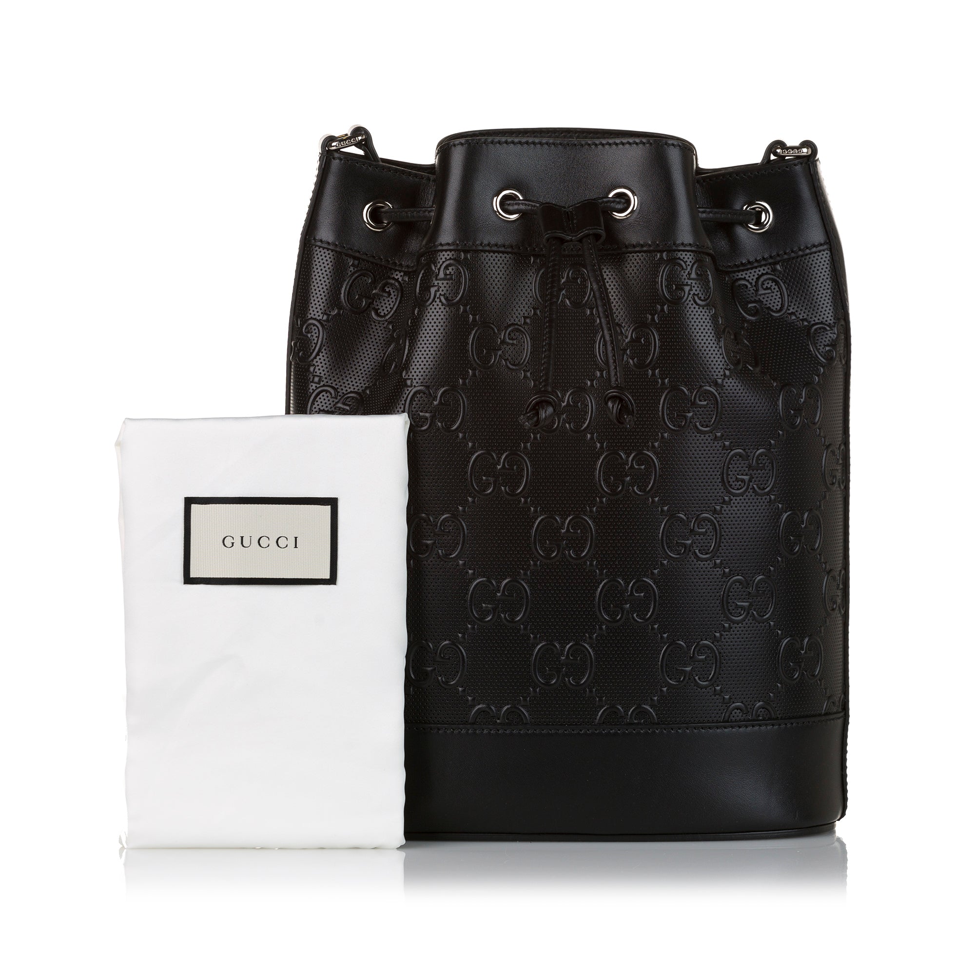 Black Gucci GG Embossed Leather Bucket Bag – Designer Revival
