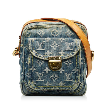 Louis Vuitton, Bags, Louis Vuitton Pochette Plate Monogram Foldover Blue Denim  Clutch