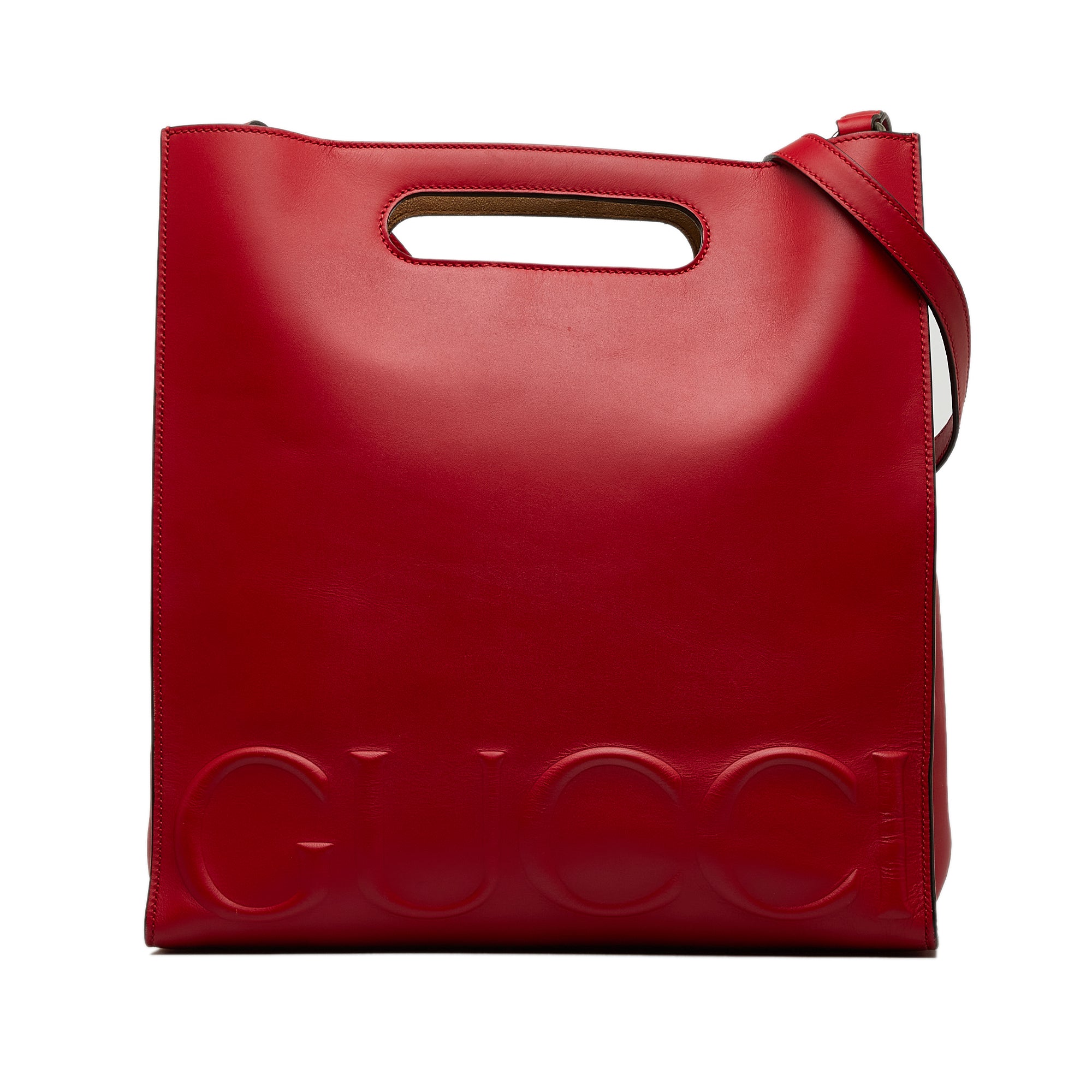 image of Red Gucci Medium Logo-Embossed XL Tote Bag Satchel