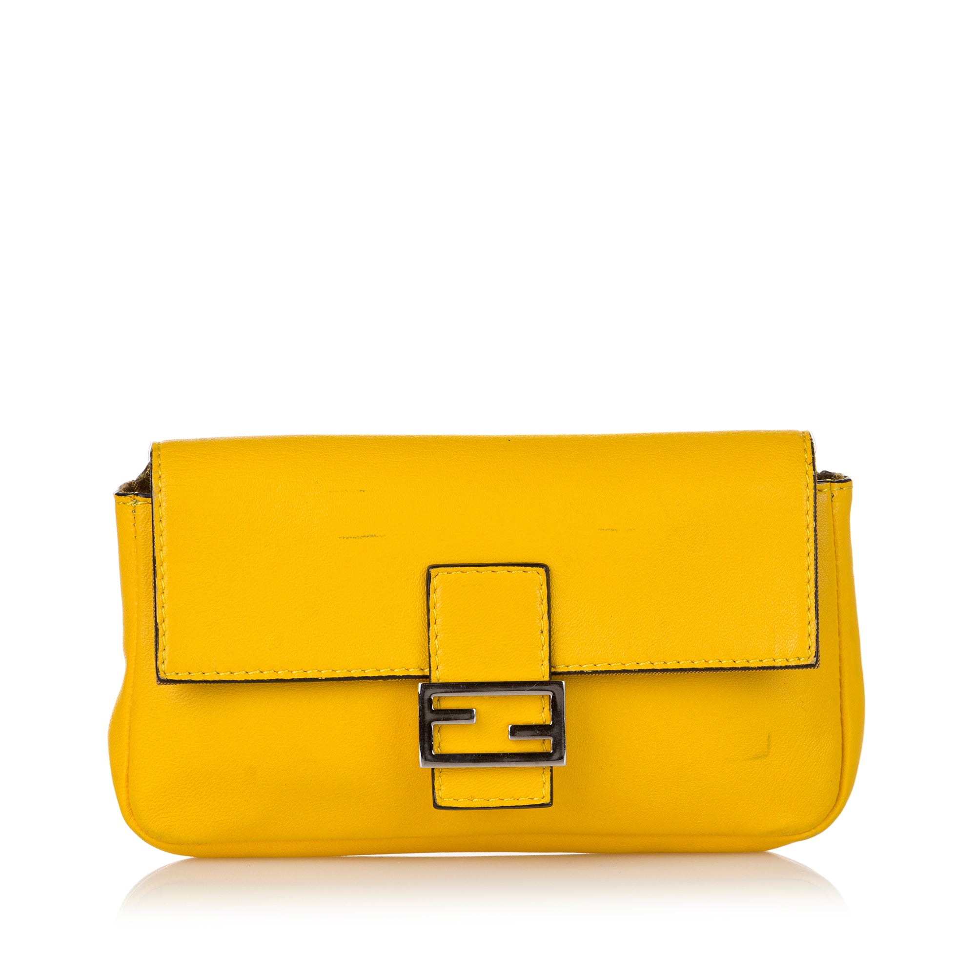 Fendi, Bags, Fendi Flat Baguette Crossbody Bag Leather Medium Yellow