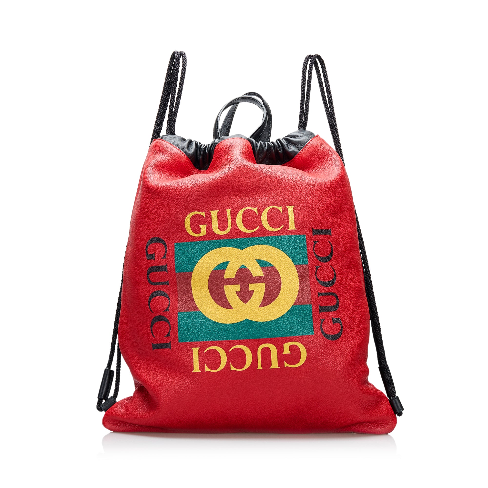 Red Gucci Logo Drawstring Backpack – Designer Revival