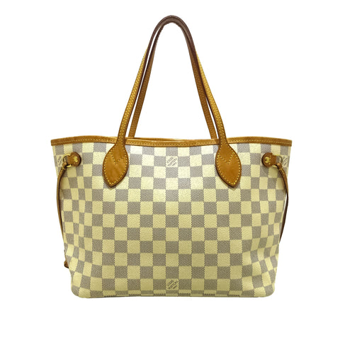 White Louis Vuitton Damier Azur Neverfull PM Tote Bag