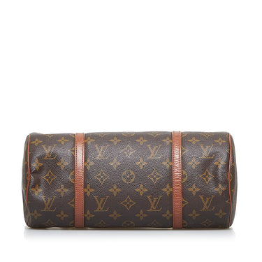 LOUIS VUITTON Papillon Pouch Mini Hand bag Monogram Leather Brown Gold