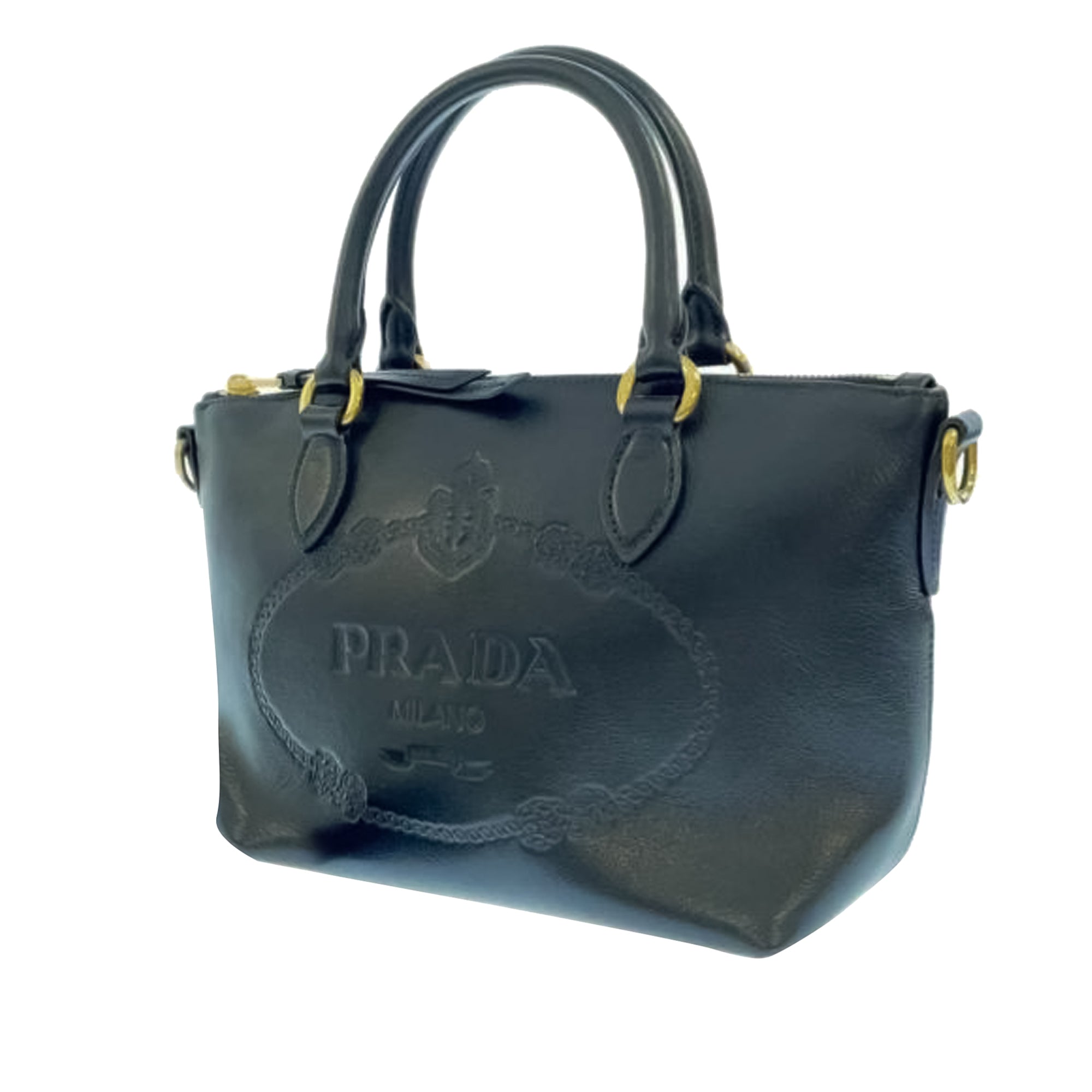 Prada brushed leather chain cardholder