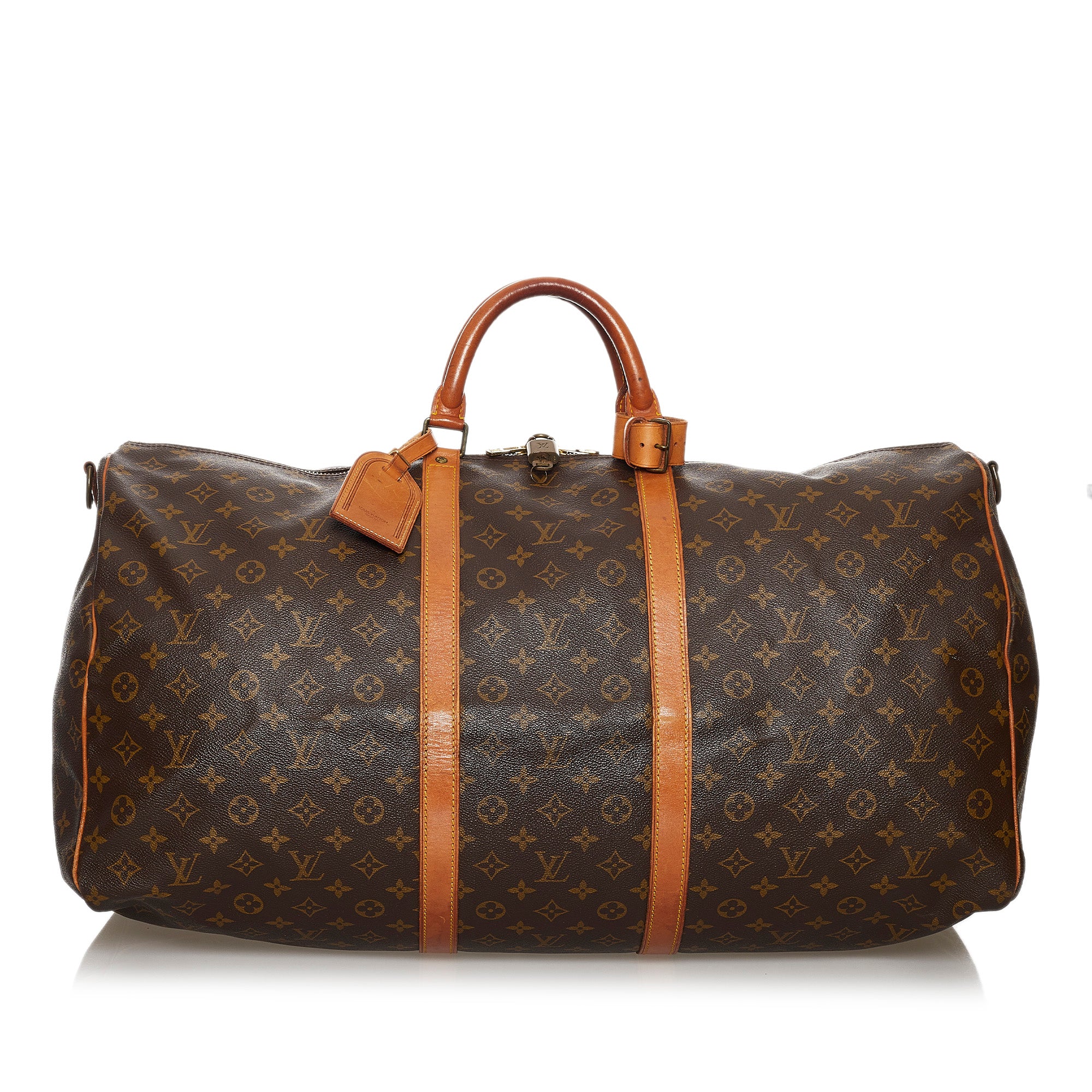 RvceShops Revival, LOUIS VUITTON Keepall 50 Monogram pochette Travel Bag  Brown