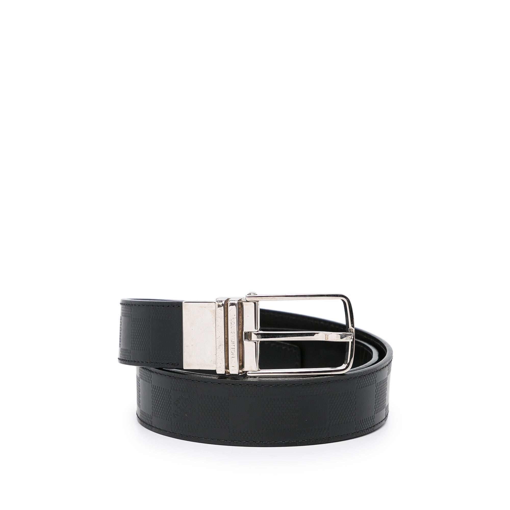 image of Black Louis Vuitton Damier Infini Boston Reversible Belt EU 95