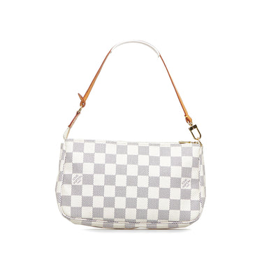 White Louis Vuitton Damier Azur Neverfull Pochette Pouch – Designer Revival