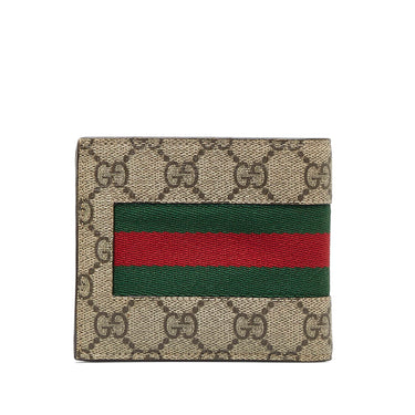 Gucci Bifold Wallet GG Supreme Web Brown in Coated Canvas - US