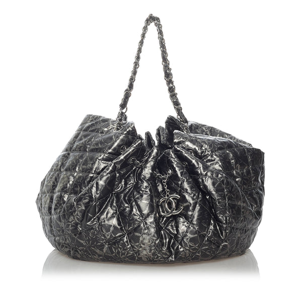 Chanel Black Patent Leather Rock In Moscow Cabas Hobo Bag Chanel