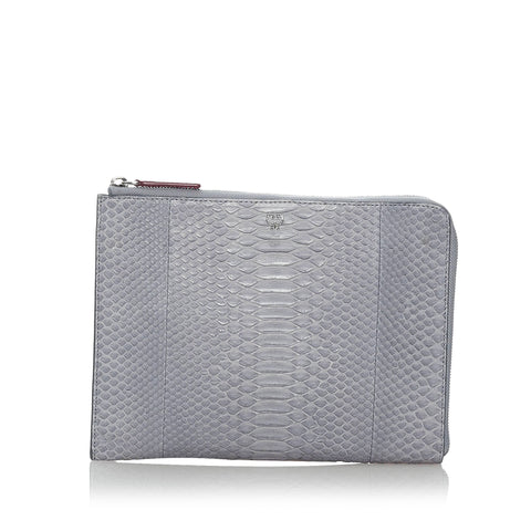 embossed leather clutch