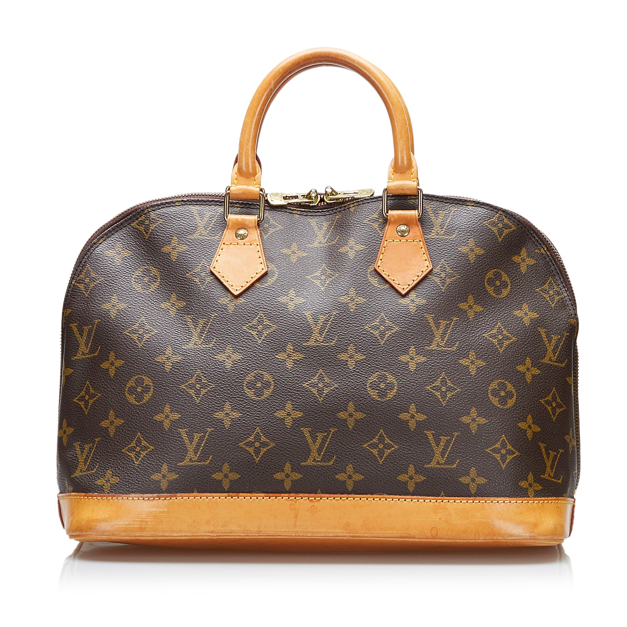 LOUIS VUITTON Alma PM Monogram Canvas Satchel Bag Brown