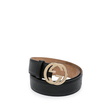 Gucci Interlocking G Belt Guccissima Dark Brown in Leather with Silver-tone  - US