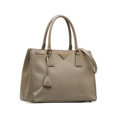 Prada Brown Small City Calf Hand Stitched Galleria Double Zip Beige Leather  Pony-style calfskin ref.963966 - Joli Closet