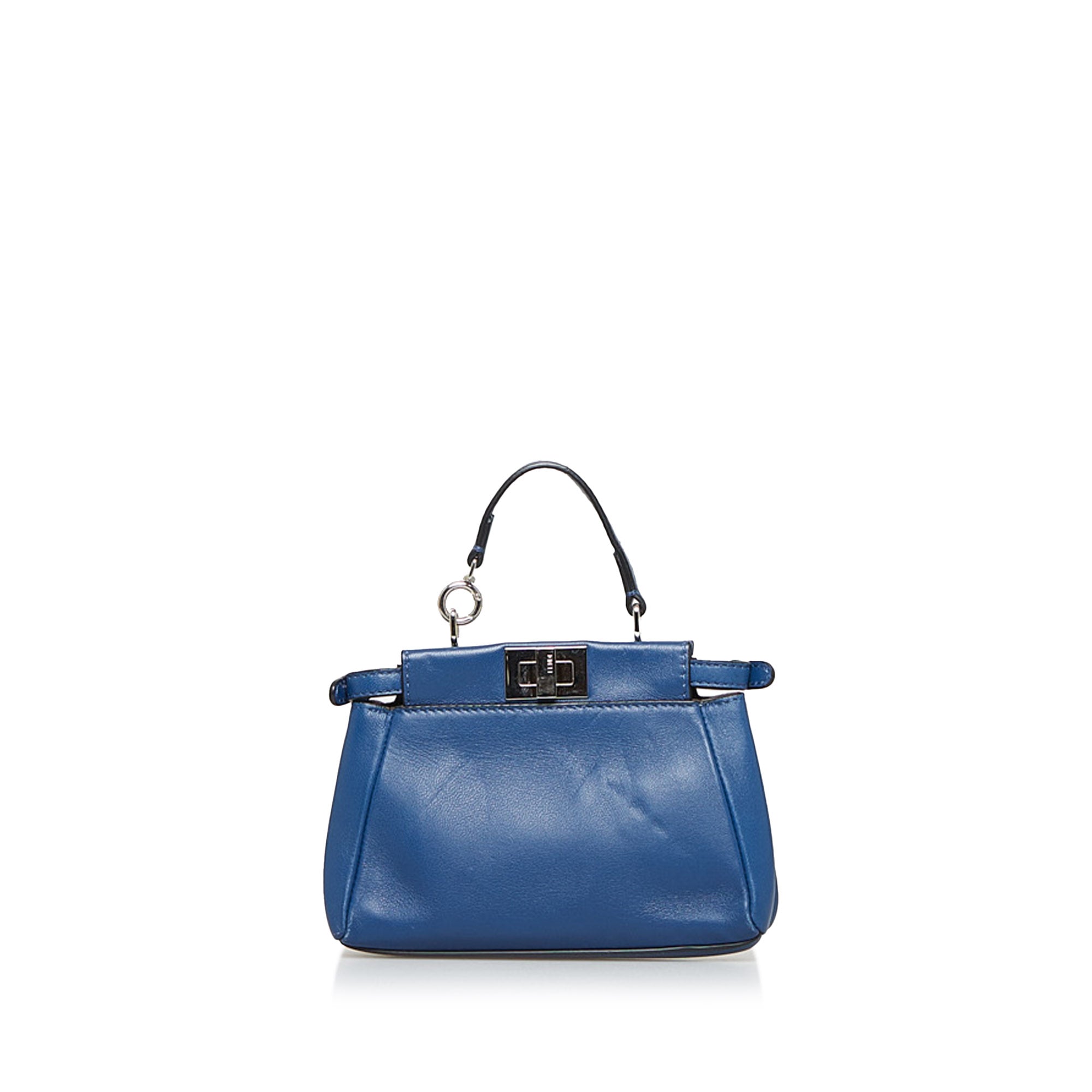 image of Blue Fendi Micro Peekaboo Satchel