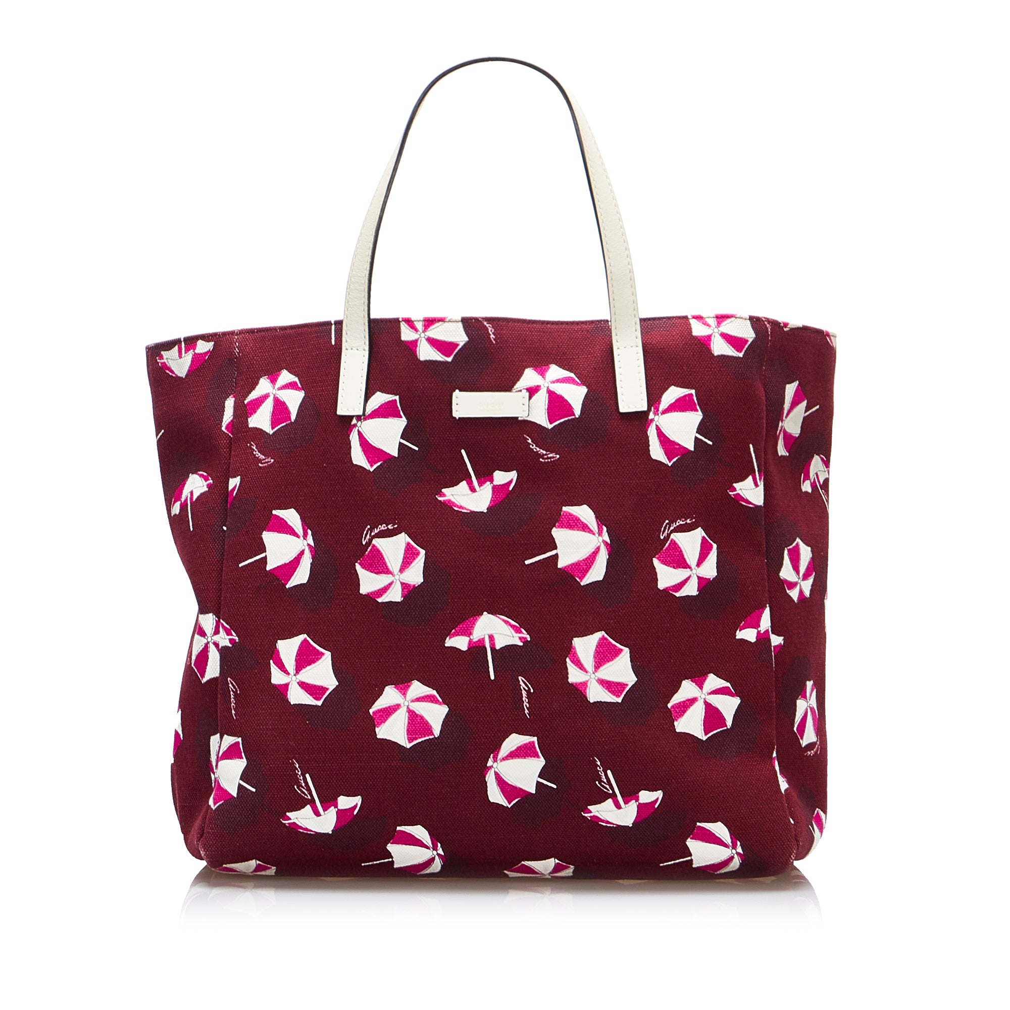 Image of Red Gucci Printed Canvas Tote