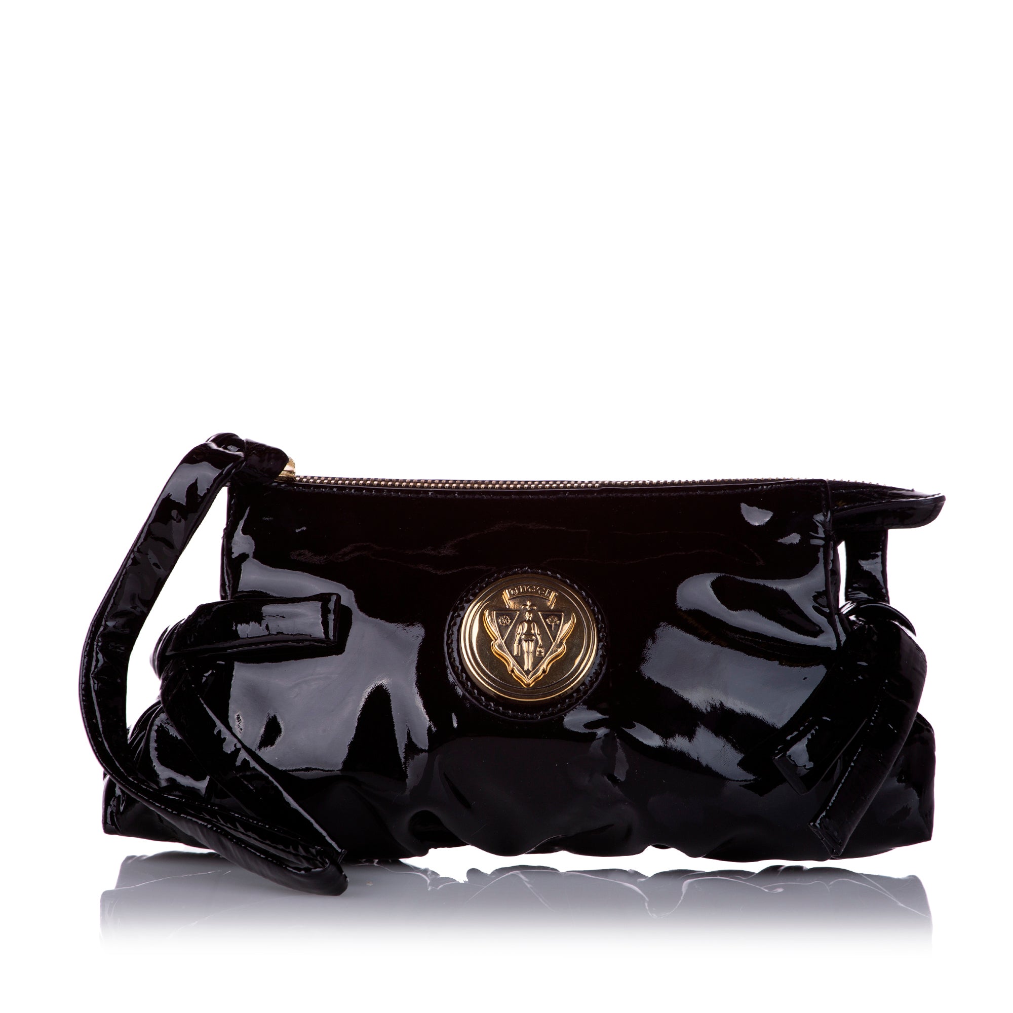 gucci black patent leather clutch