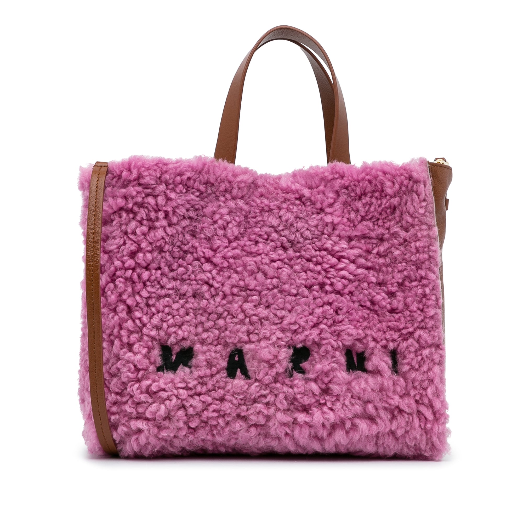 image of Pink Marni Shearling Museo Satchel