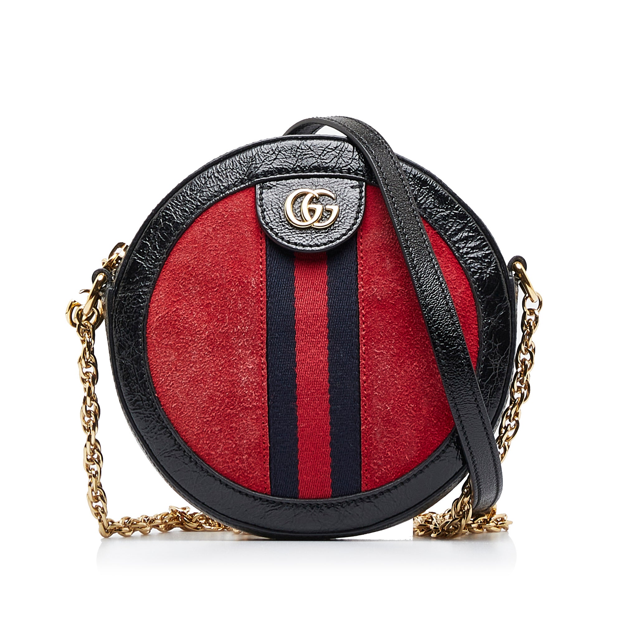 Image of Red Gucci Mini Suede Round Ophidia Crossbody