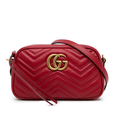 Gucci GG Marmont Super Mini Matelasse Leather Crossbody Bag Red 476433