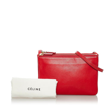 Celine Trio Crossbody Bag Leather Small Red 21809039